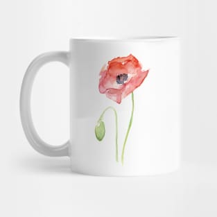 Red Poppy Watercolor Mug